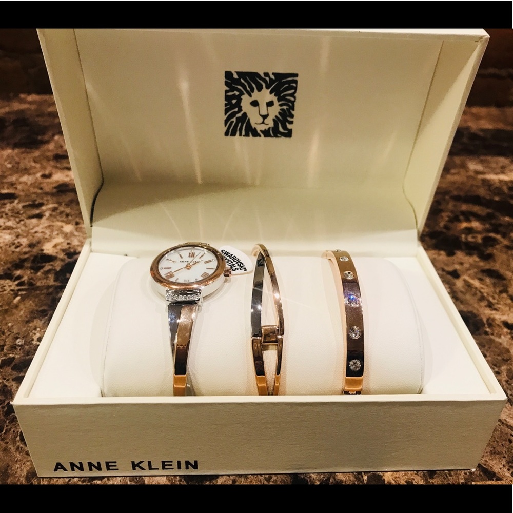 Anne Klein watch/bracelet set—Swarovski crystals